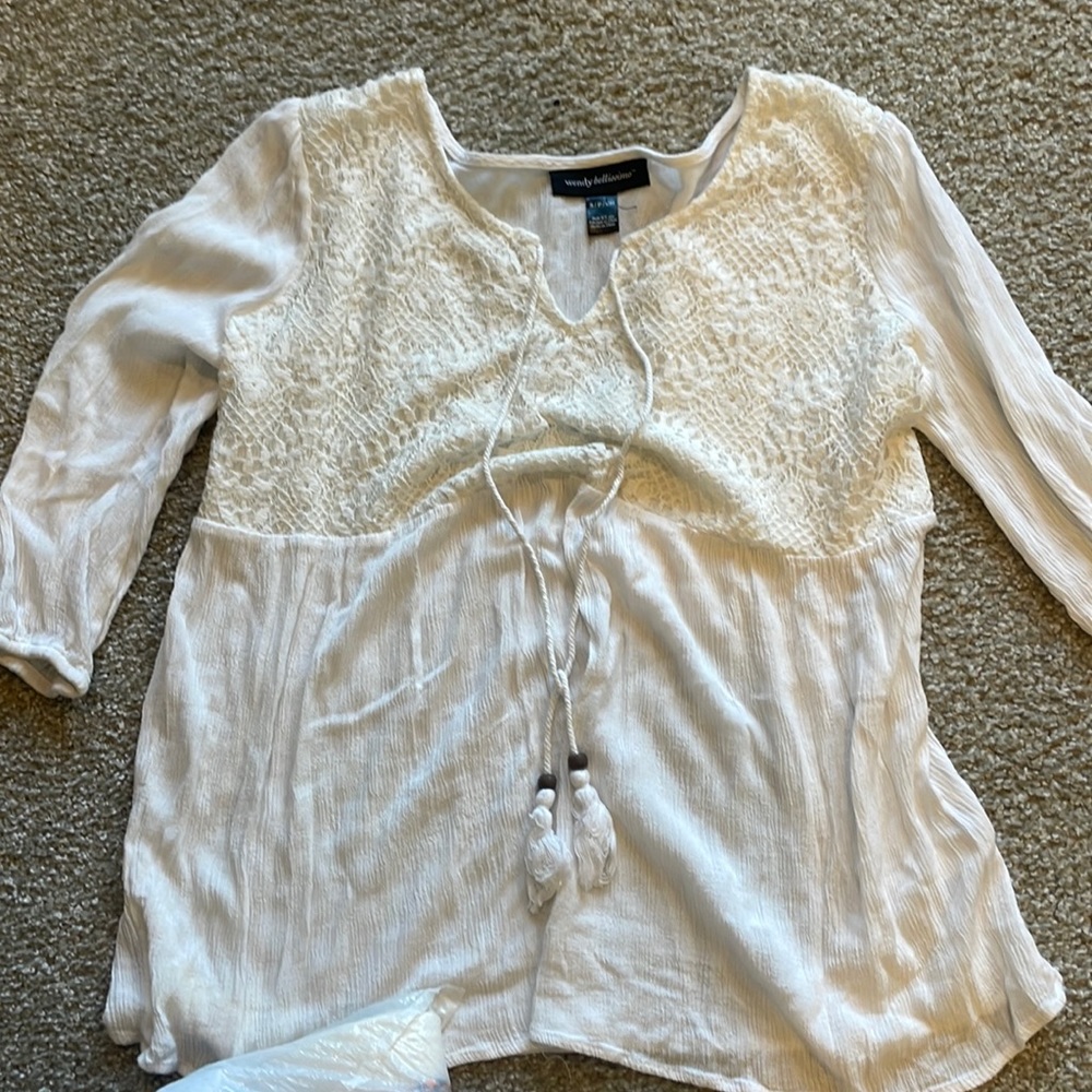 Wendy Bellissimo maternity long sleeve casual white shirt